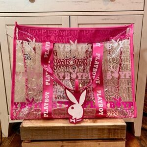 Playboy Signature Logo Pink Transparent Travel Tote Bag